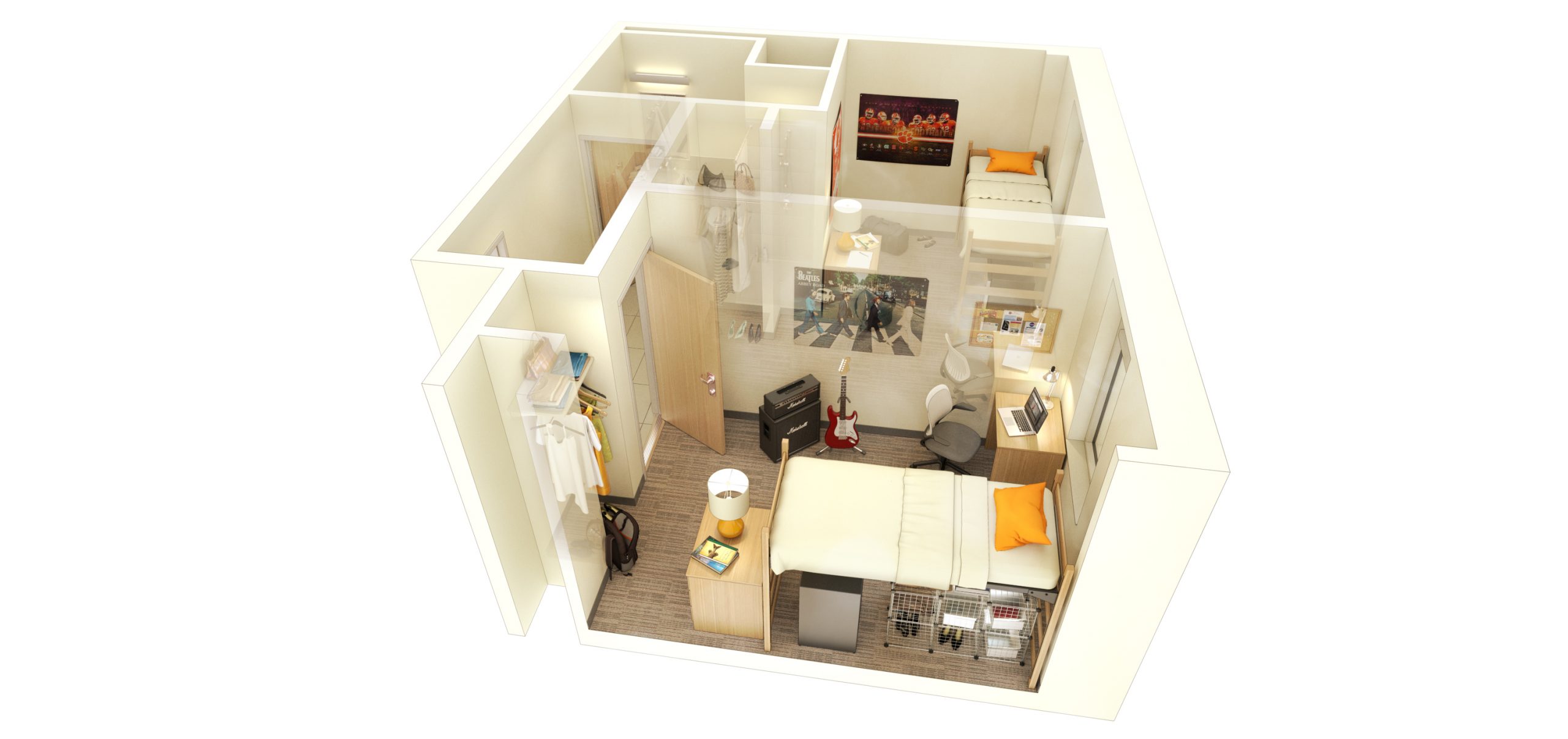 Cribb and Dechamps Single suite single bath layout