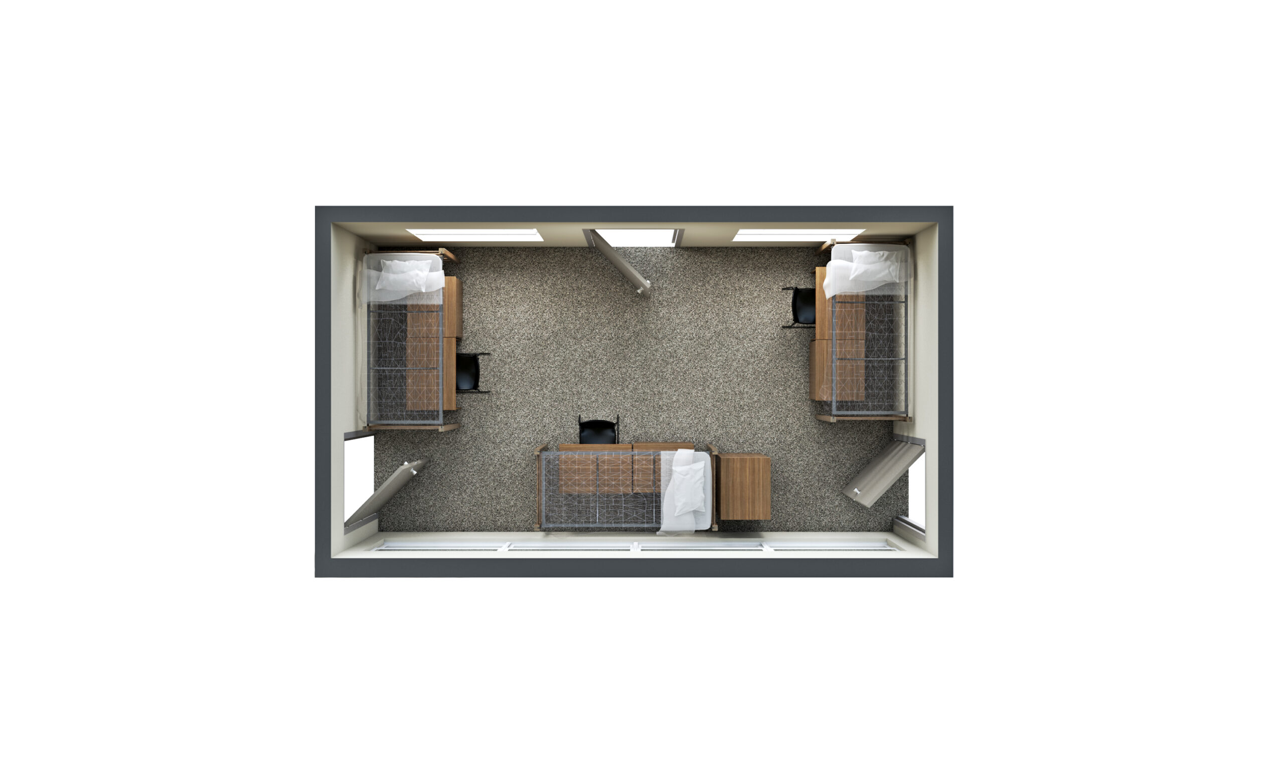 Rendering of Barnette 3 person room with two closets