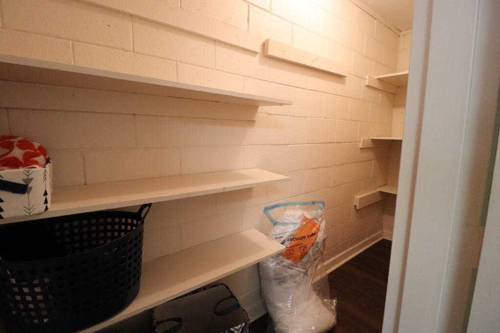 Storage room with shelving in Thornhill village apartment