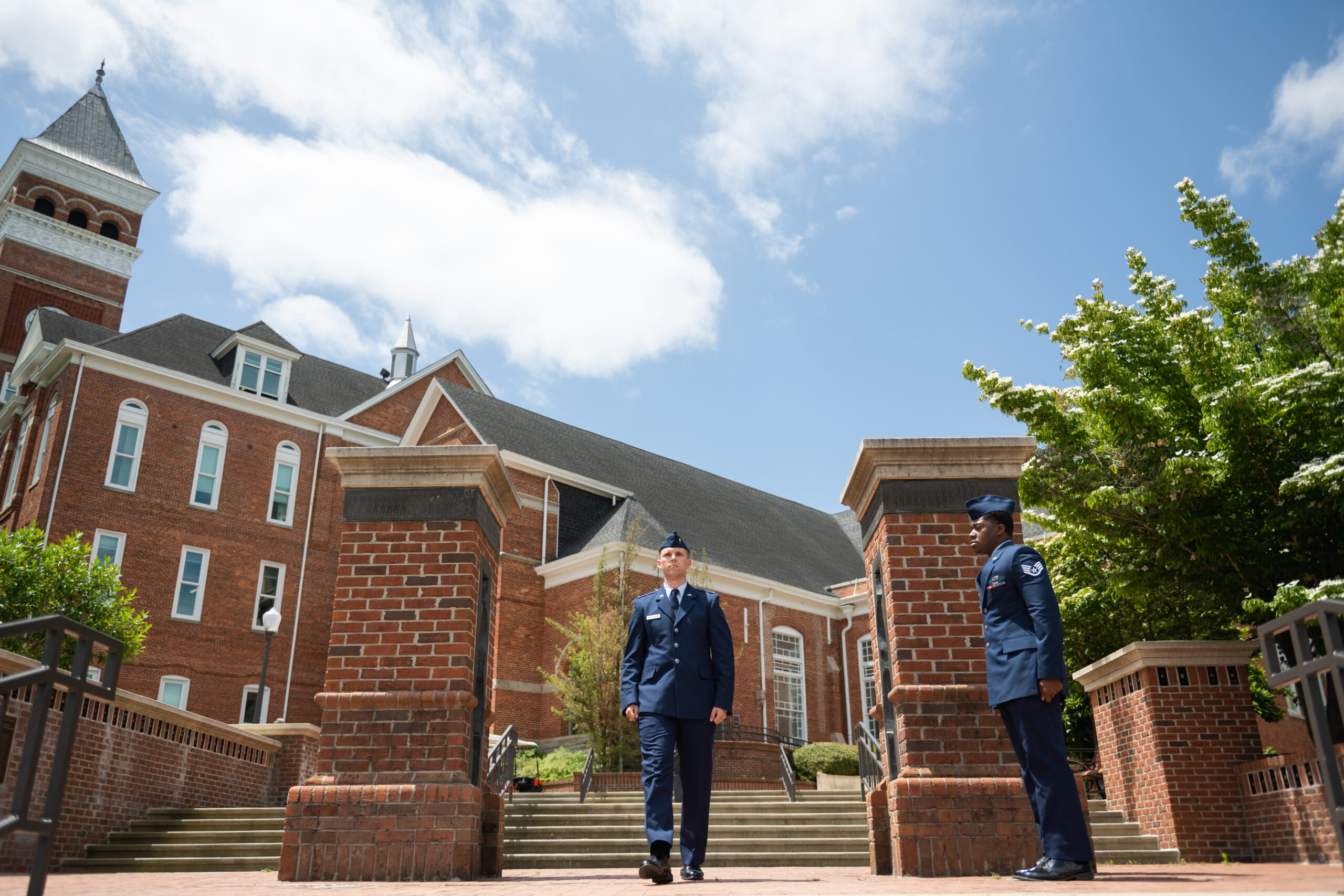 Air Force Cadet during commissioning in front of Tillman Hall
