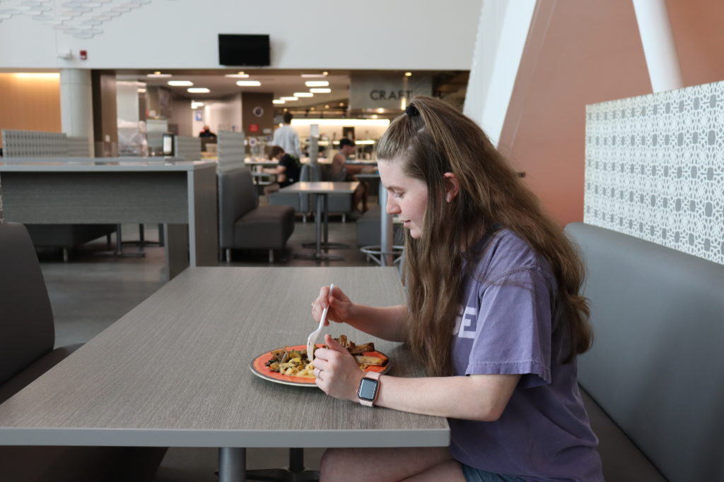 Student eating at The Dish at McAlister